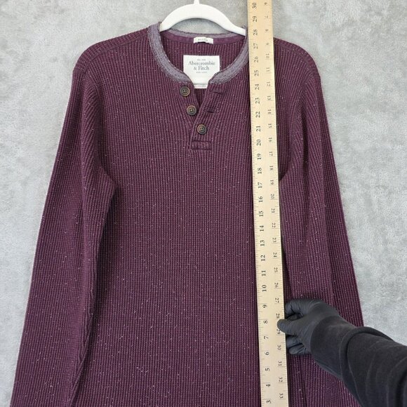 Abercrombie & Fitch Muscle Shirt Mens Size L Burgundy Thermal Waffle Henley Y2K - Picture 3 of 10